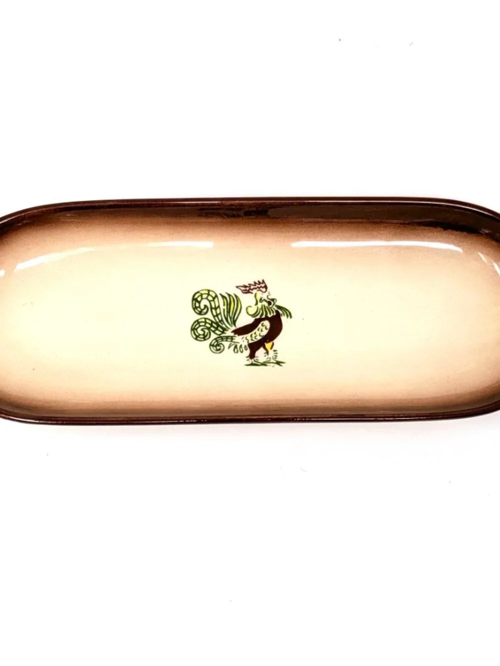 VTG BROCK of California Chanticleer Rooster Celery Relish Dish 11.5